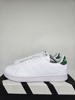 adidas Men's Advantage GZ5300 Cloud White Green Tennis Shoes Size 11.5 New